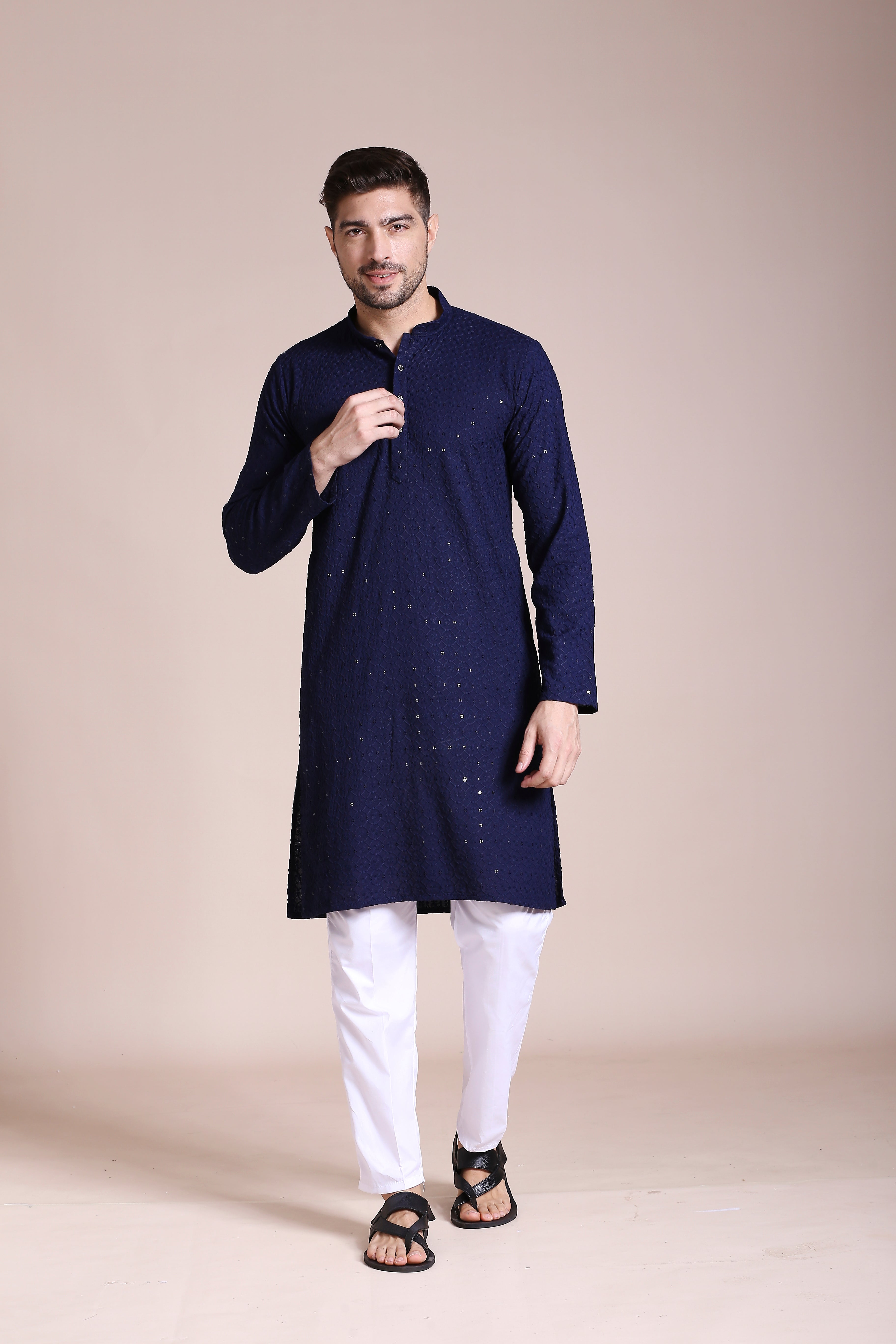 Navy Blue Orbit Chikankari Kurta Set