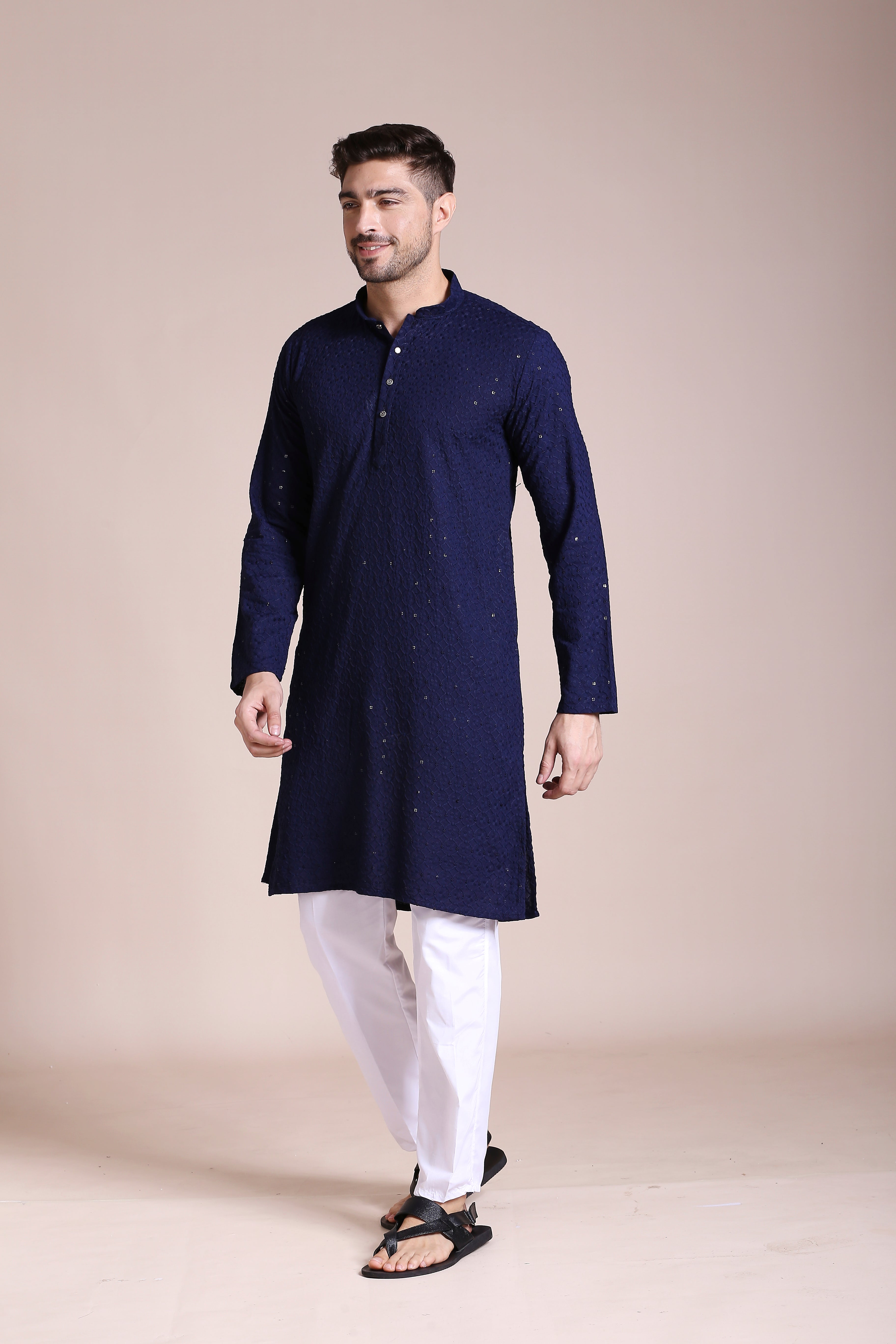 Navy Blue Orbit Chikankari Kurta Set