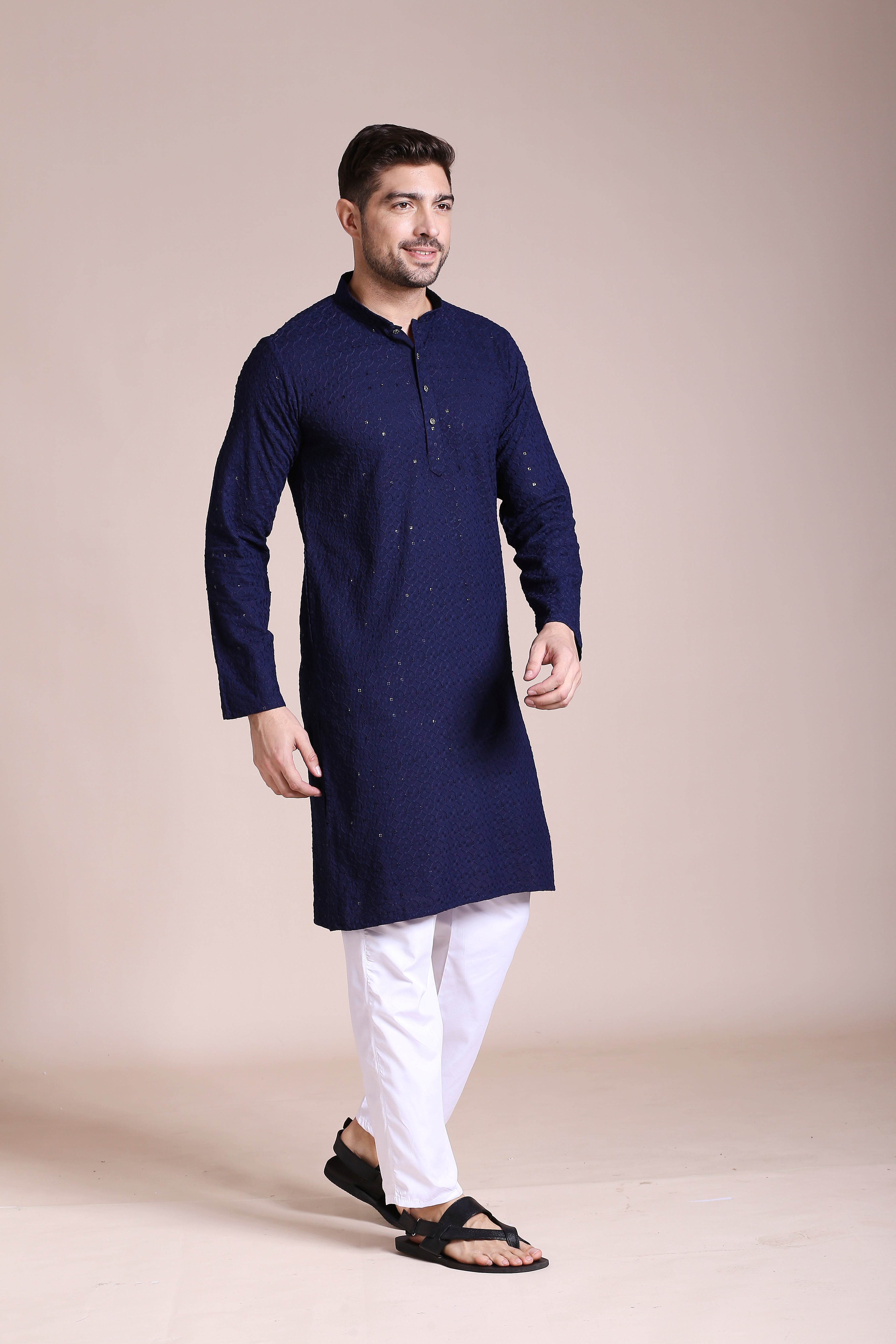 Navy Blue Orbit Chikankari Kurta Set