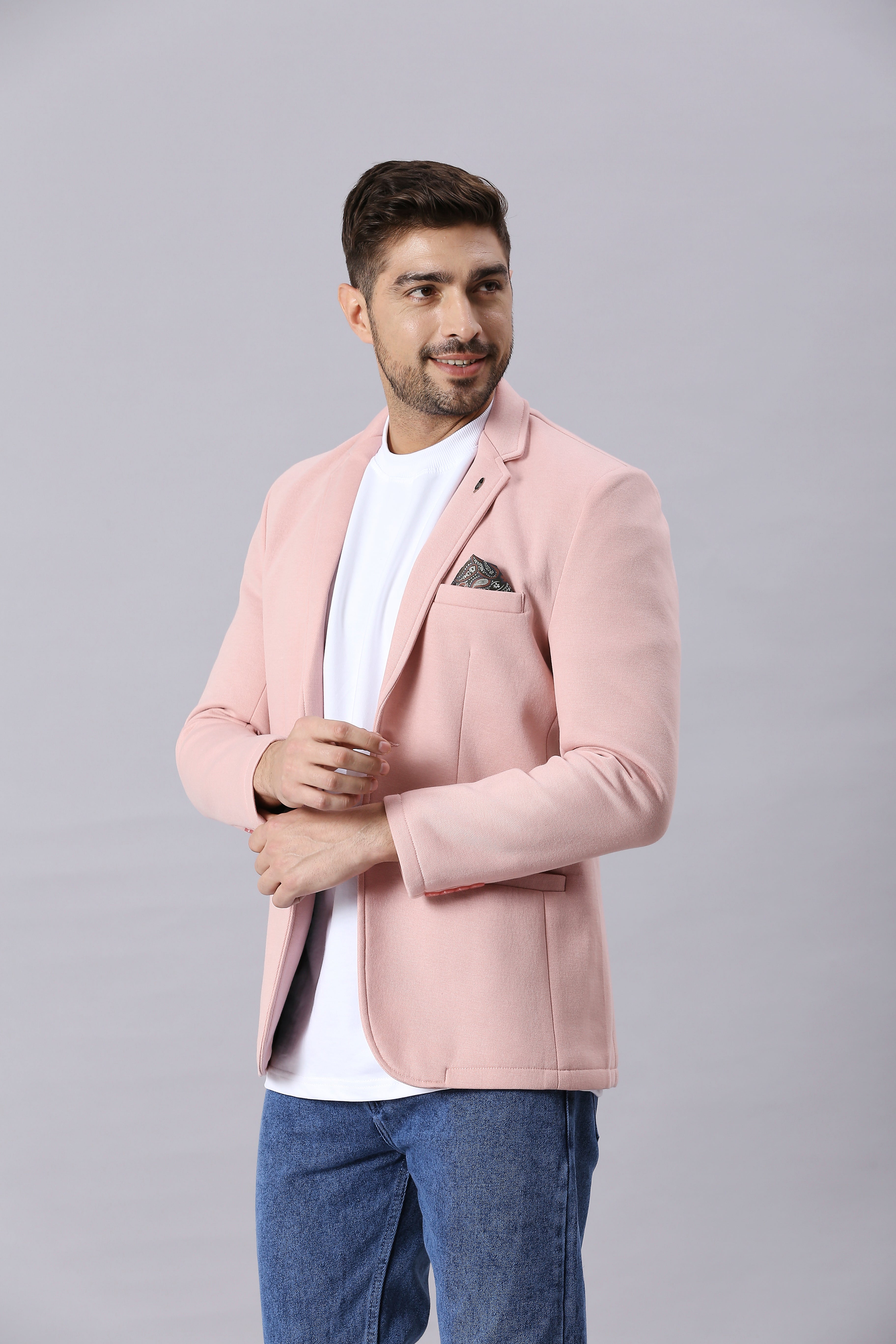 Pale Pink Casual Blazer