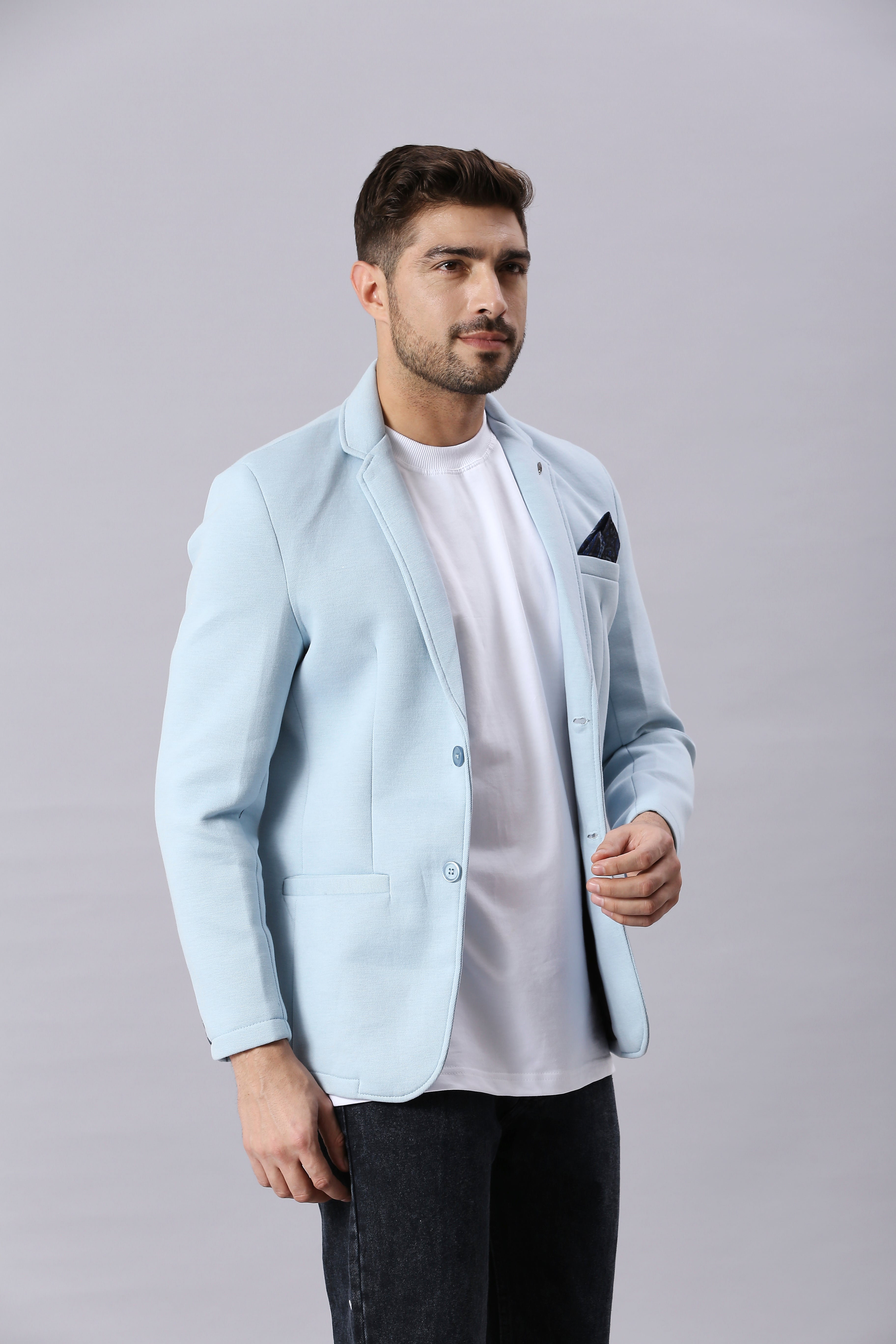 Pale Aqua Casual Blazer