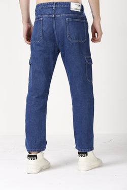 Trendy Blue Baggy Fit Cargo Jeans