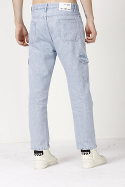 Trendy Pale Aqua Baggy Fit Cargo Jeans