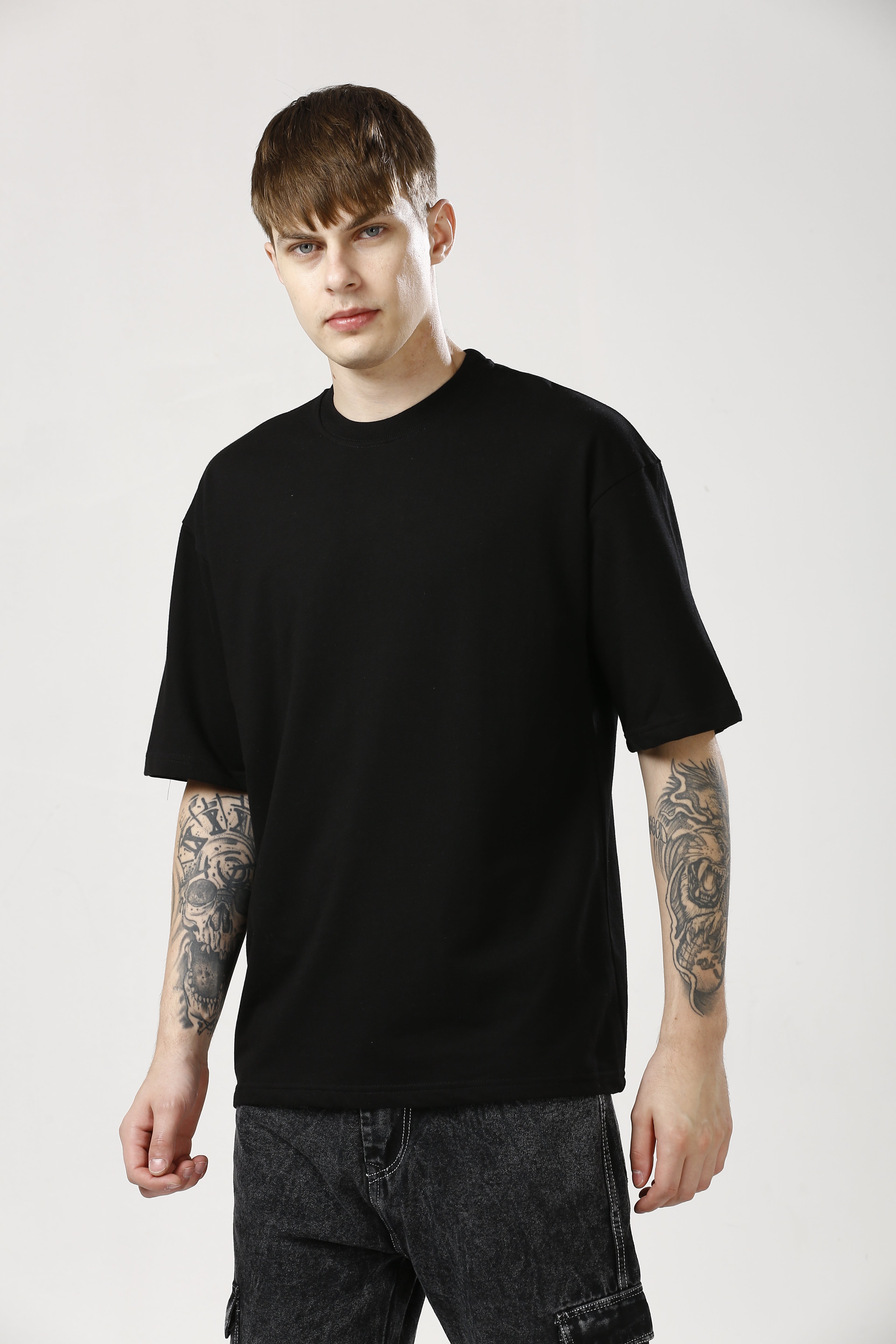 Oversized Black Cotton T-Shirt