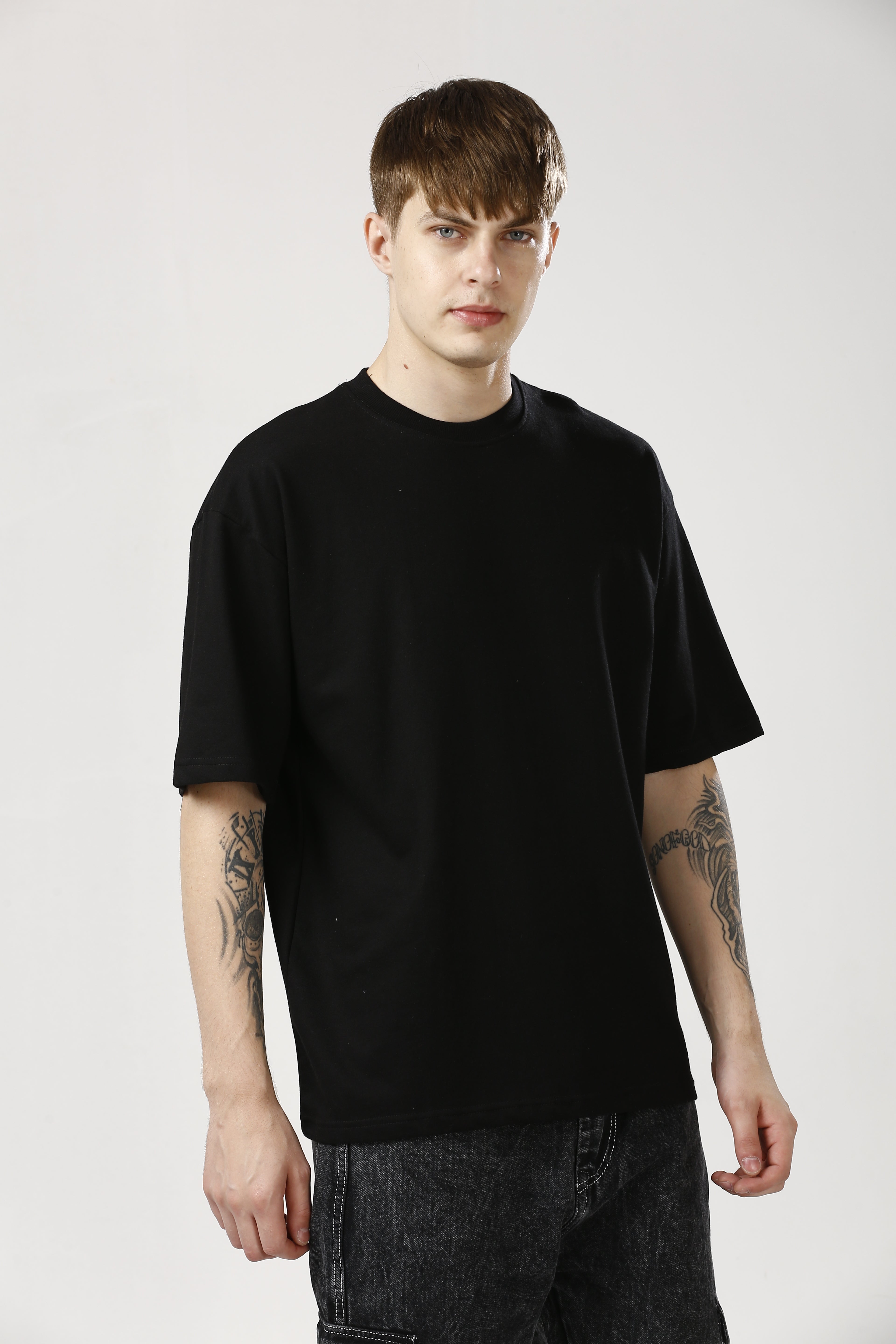 Oversized Black Cotton T-Shirt