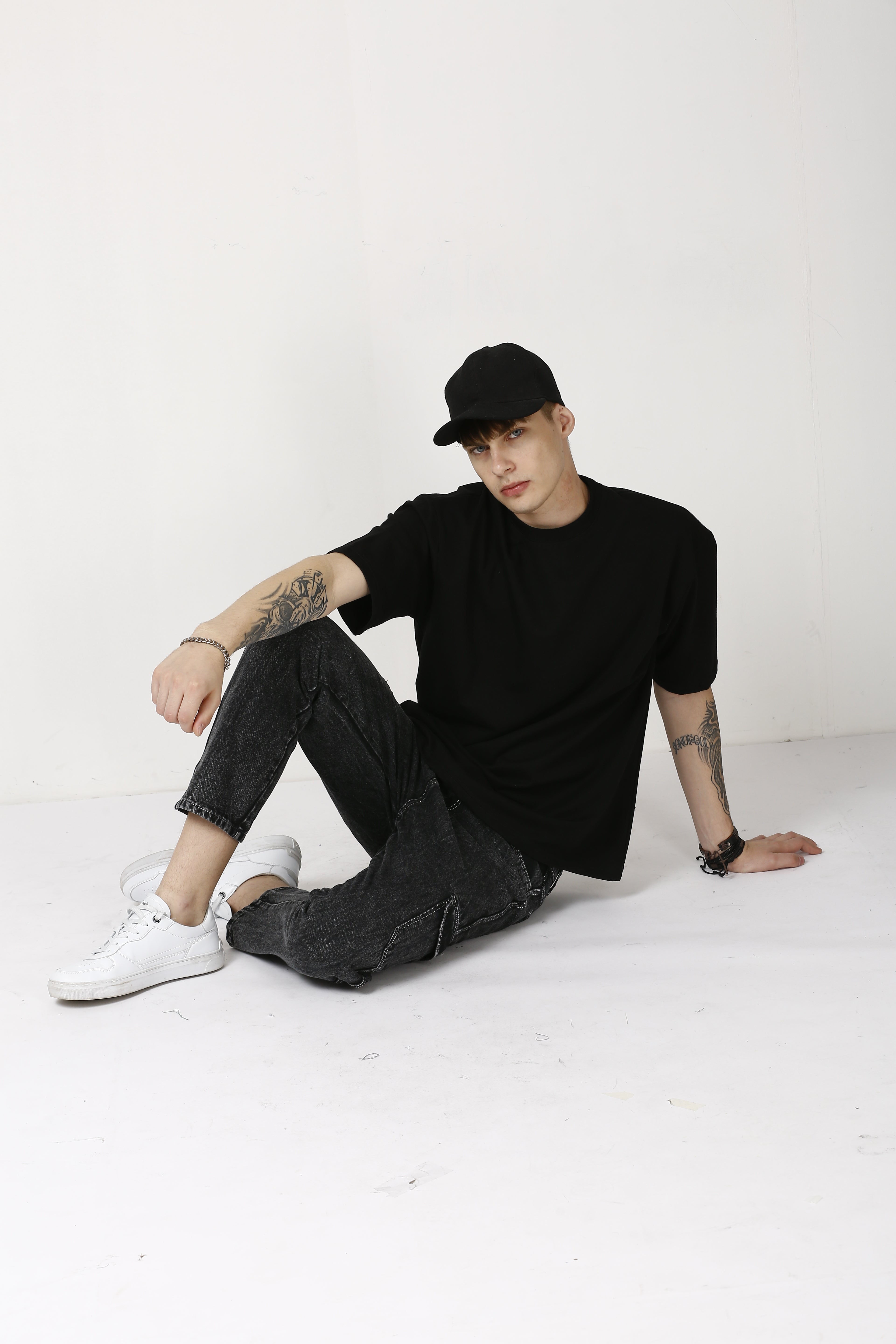 Oversized Black Cotton T-Shirt