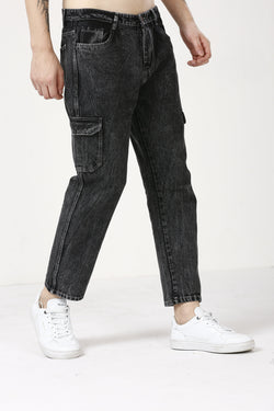 Trendy Black Baggy Fit Cargo Jeans