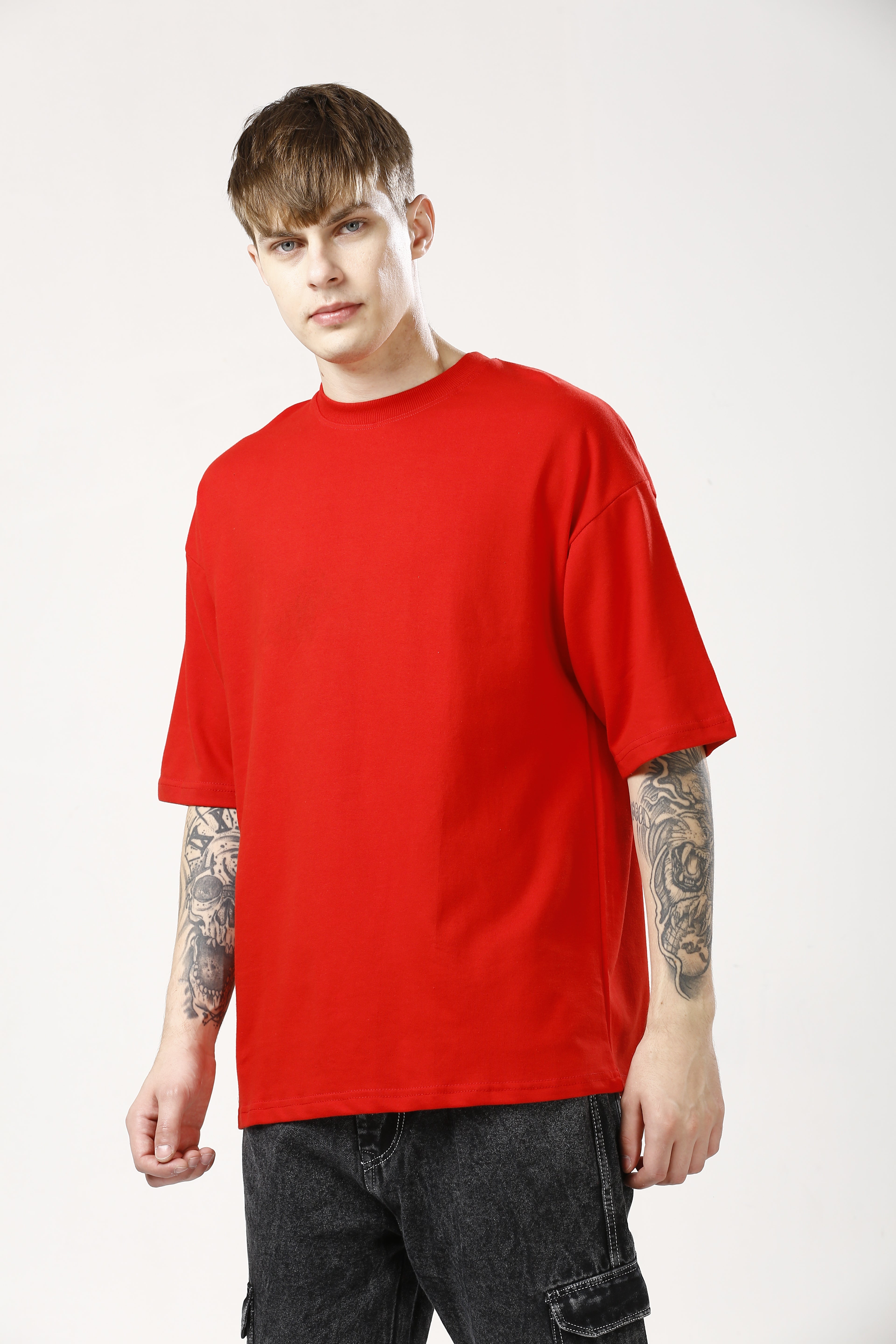 Oversized Red Cotton T-Shirt