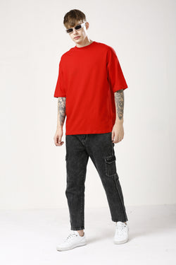 Oversized Red Cotton T-Shirt