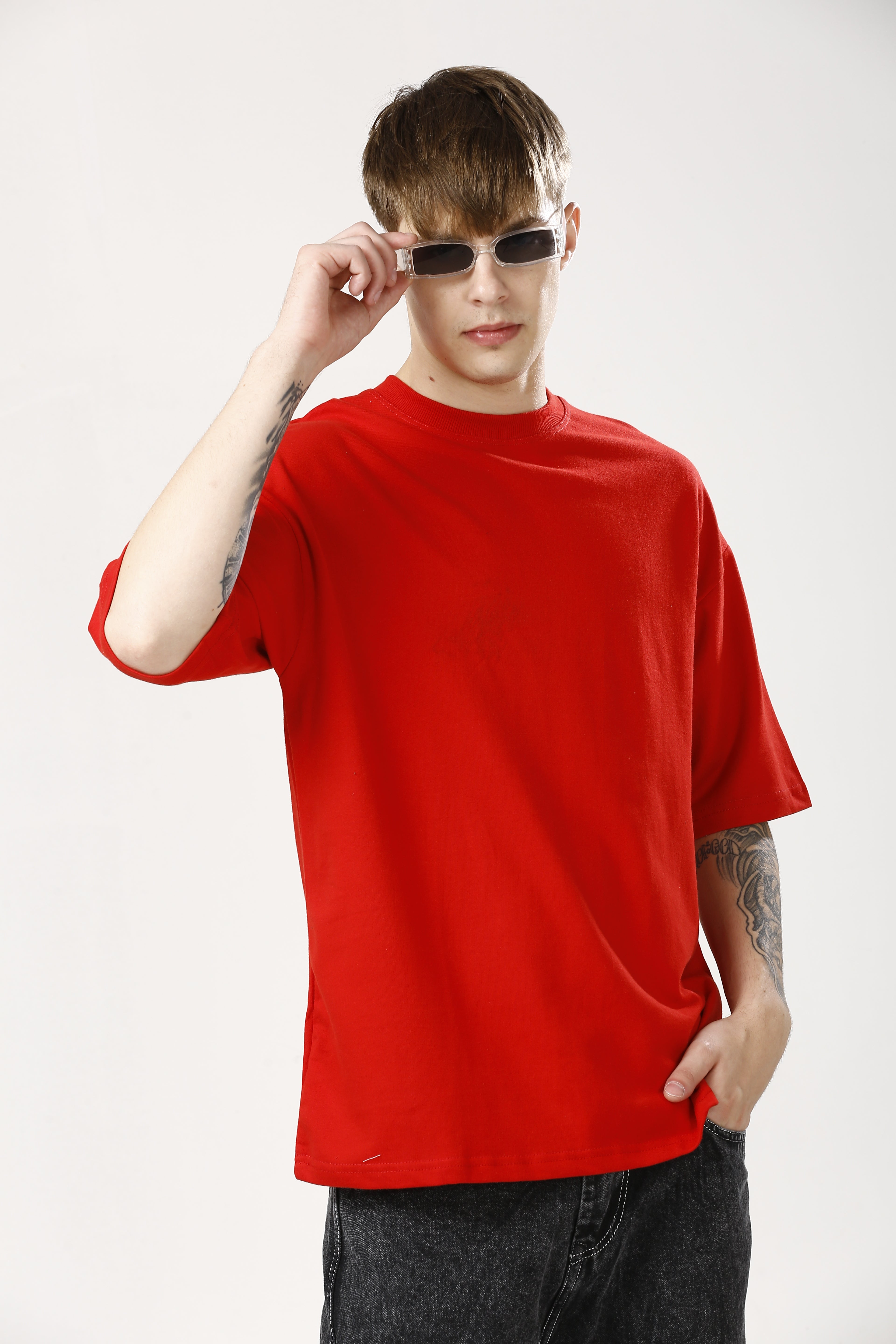 Oversized Red Cotton T-Shirt