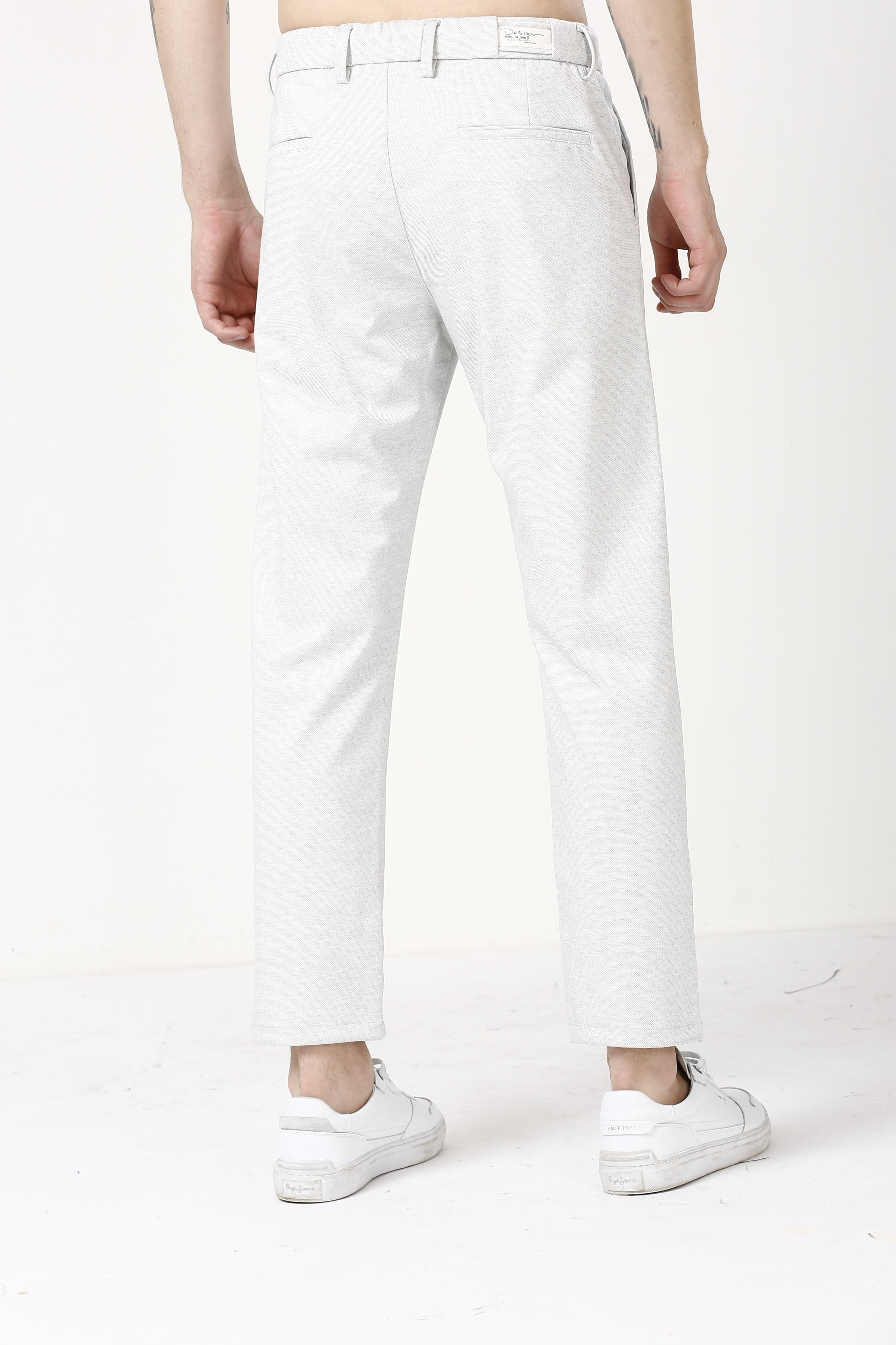 Ash White Korean Style Stretchable Pants