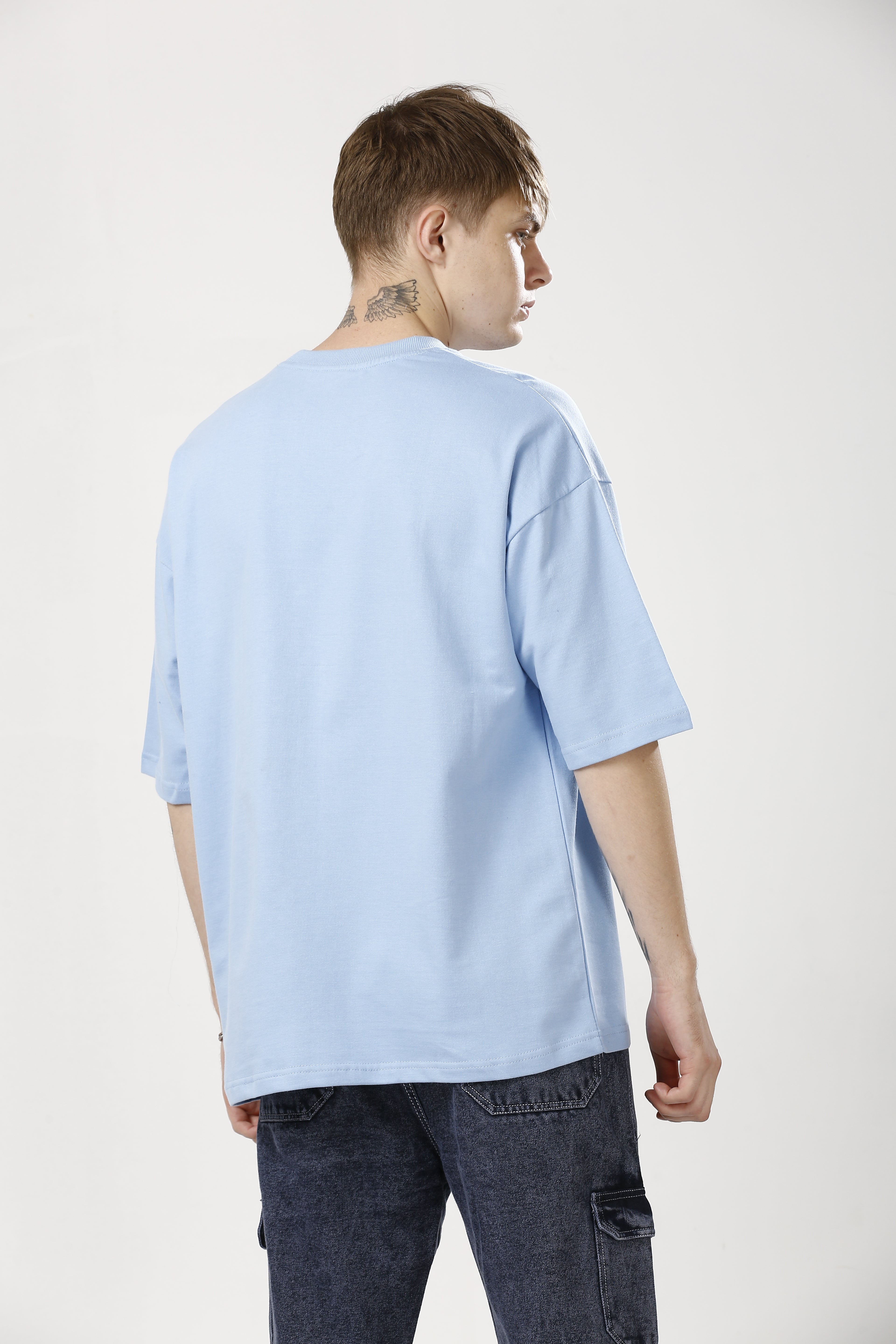 Oversized Pale Aqua Cotton T-Shirt