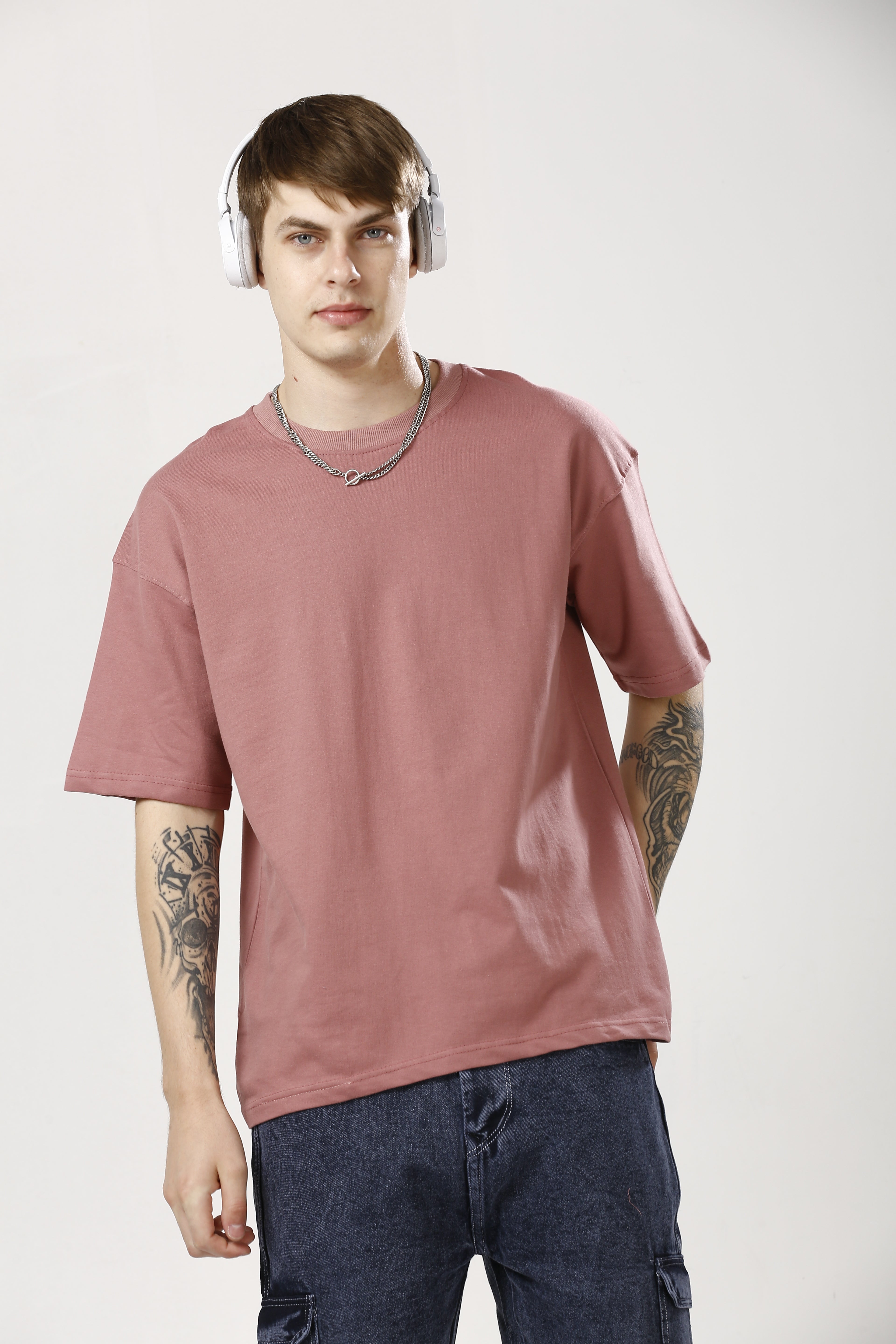 Oversized Old Rose Cotton T-Shirt