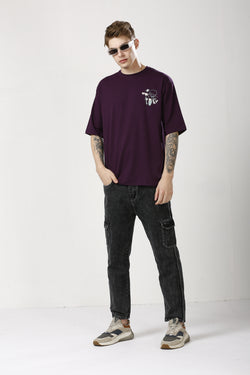 Oversized Magenta Cotton T-Shirt