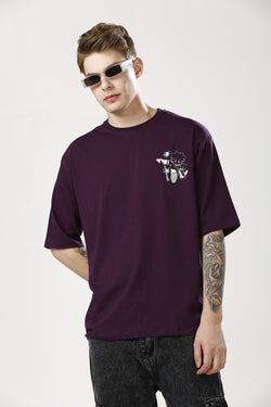 Oversized Magenta Cotton T-Shirt