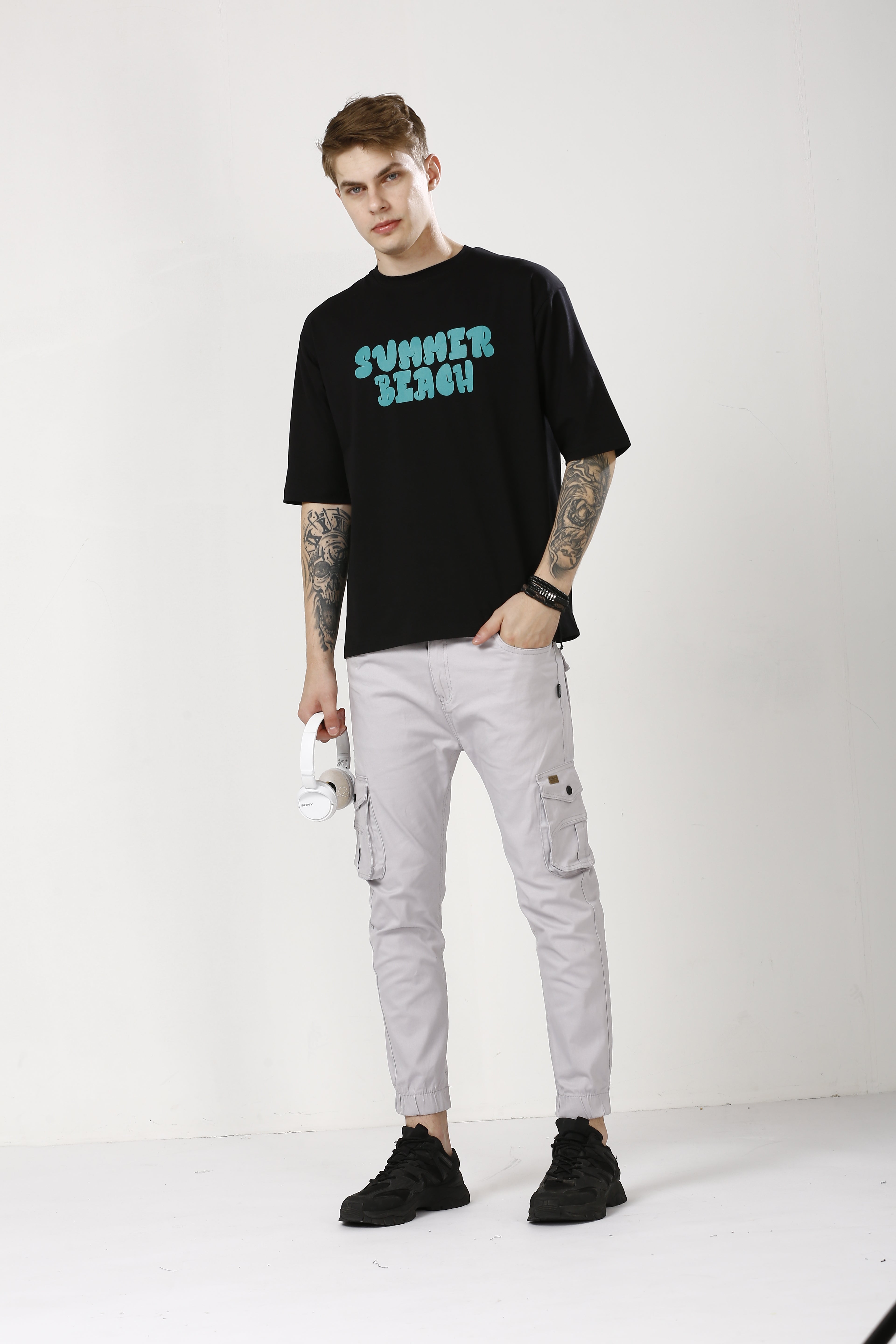 Stylish Rose Silver Cargo Joggers