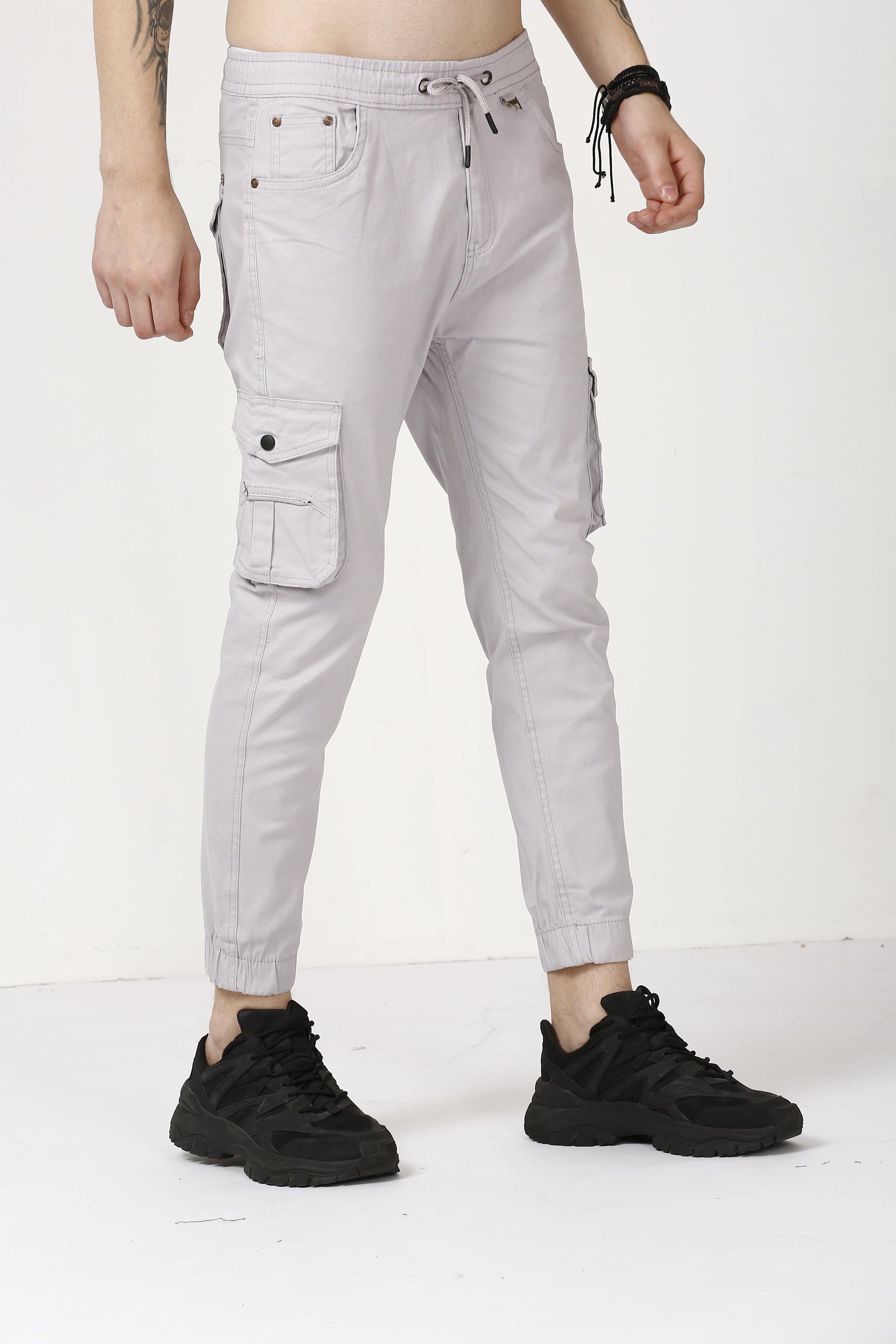 Stylish Rose Silver Cargo Joggers