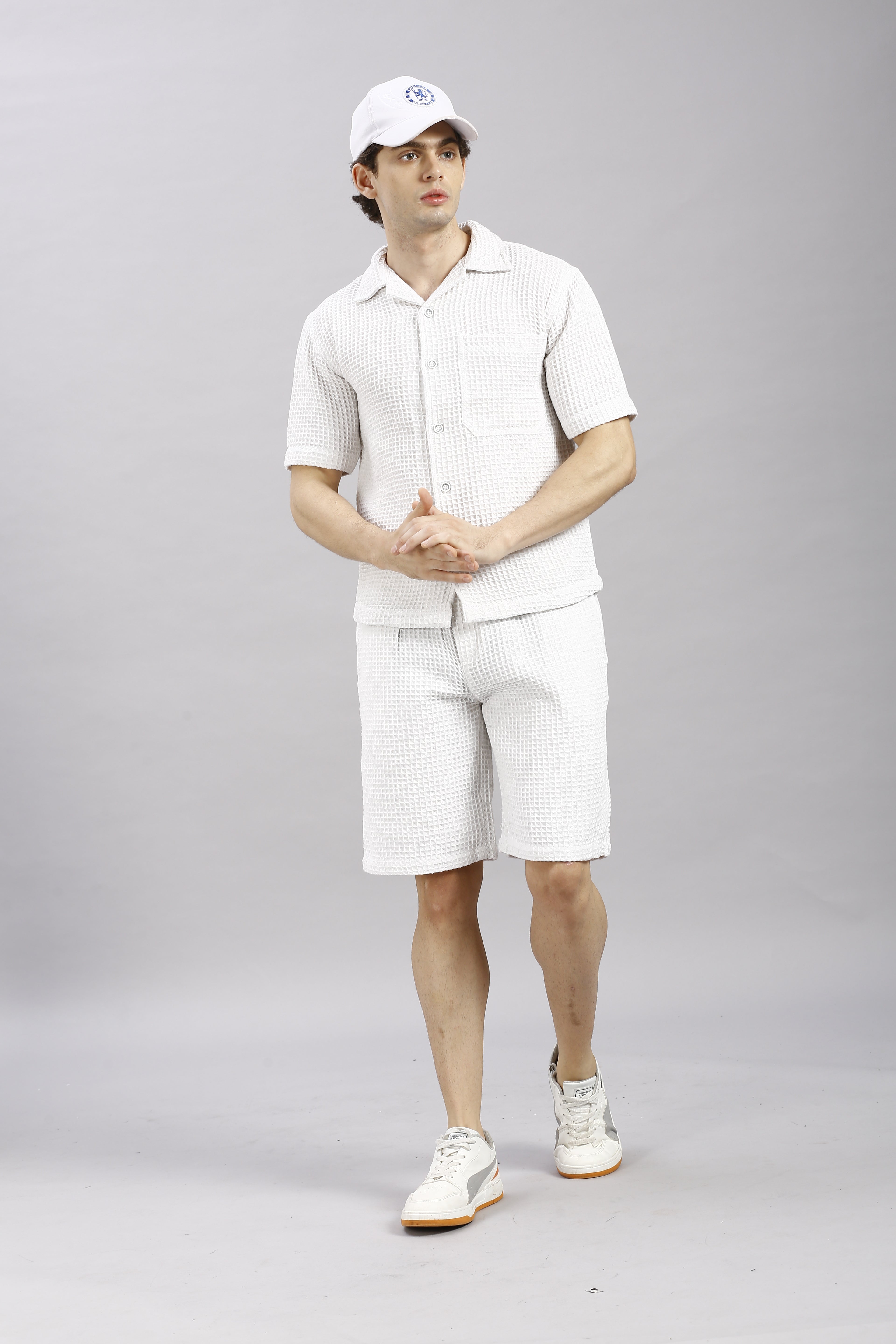 White Designer Fabric Shirt Co-ord