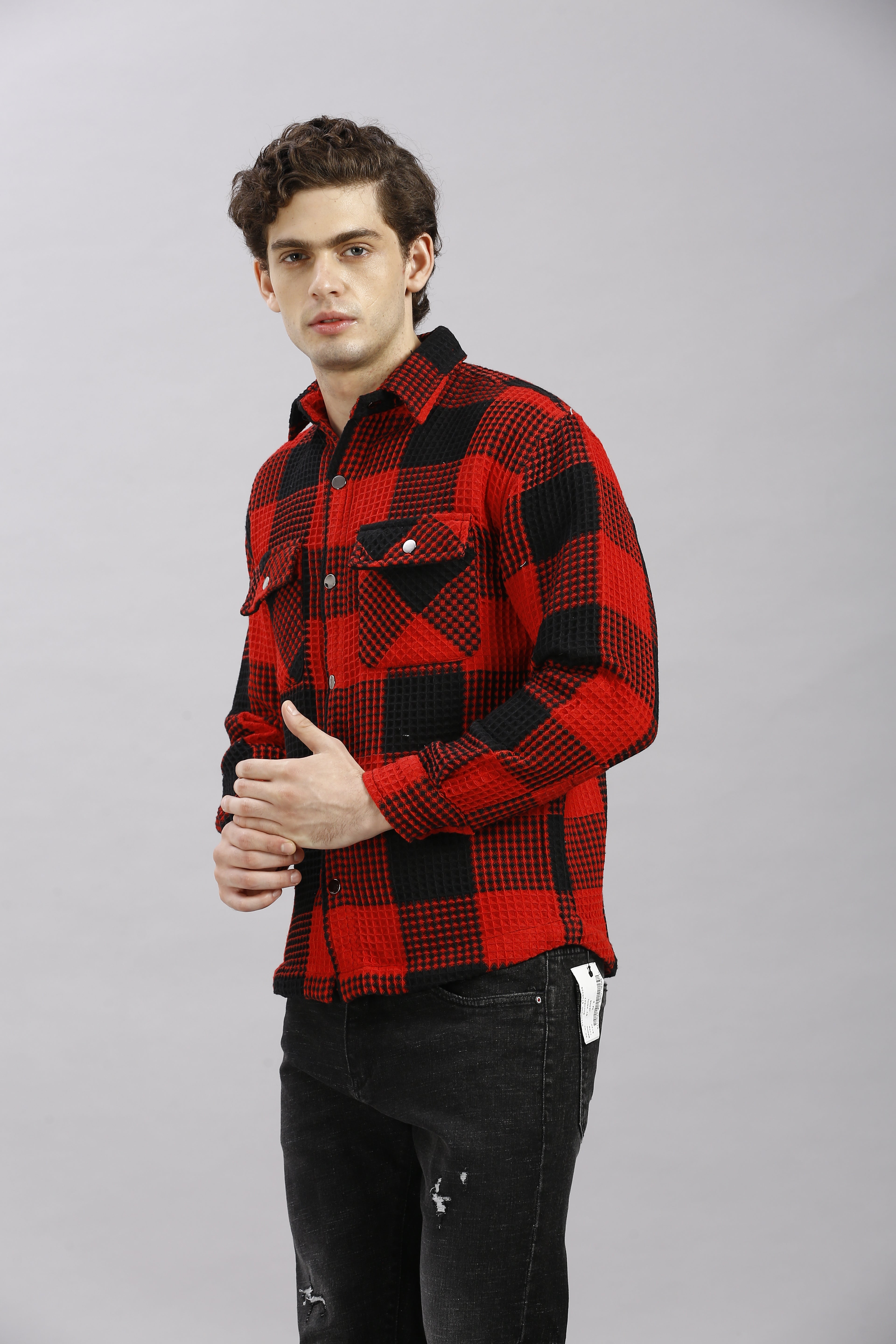 Red and Black Checks Oversize Shirt