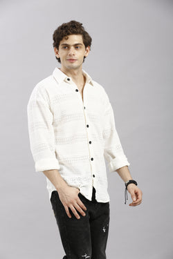 Stylish White Transparent Net Fabric Shirt