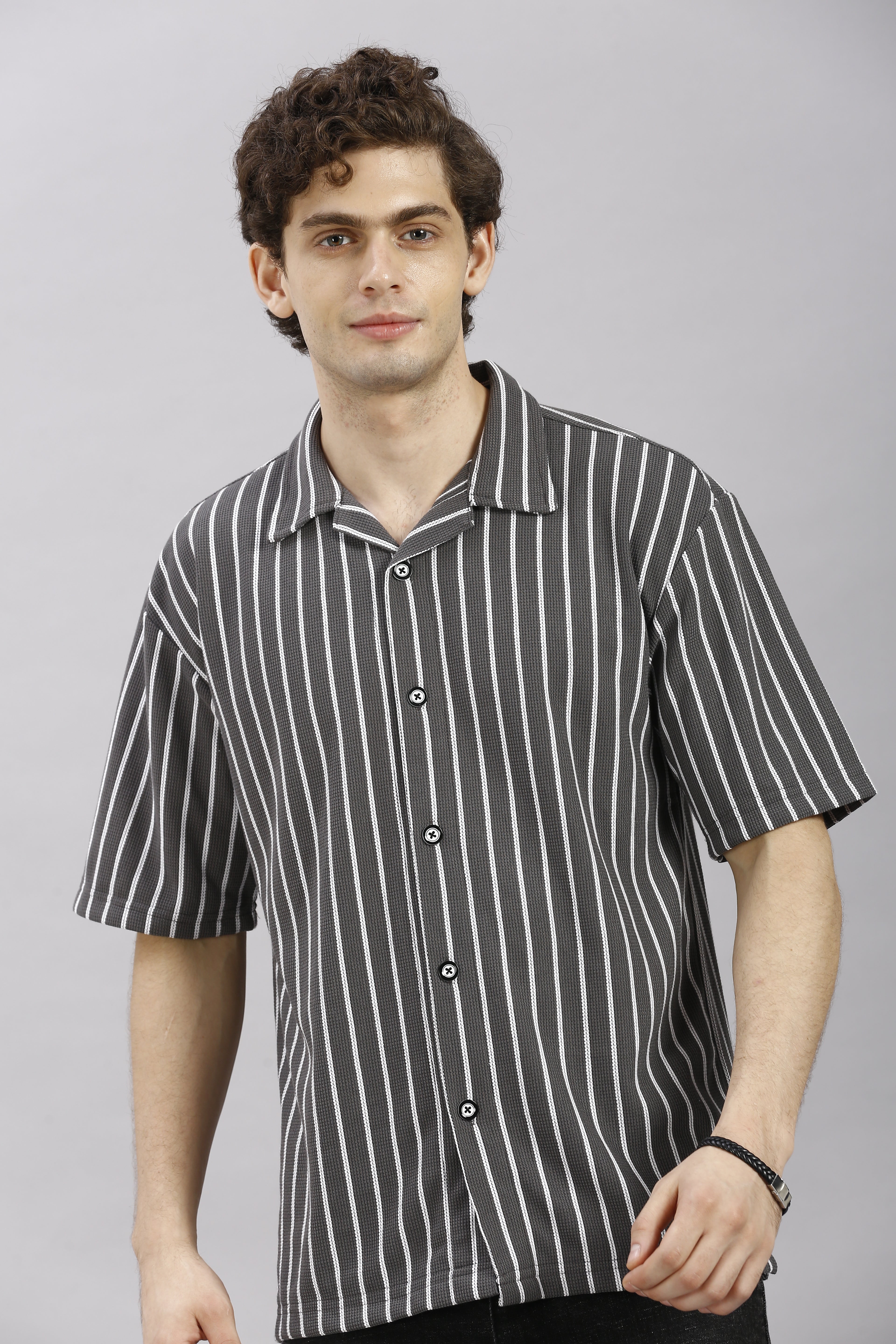 Grey Striped Oversize Shirt