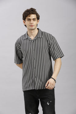 Grey Striped Oversize Shirt