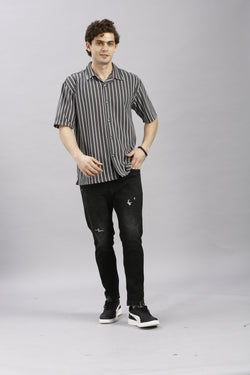 Grey Striped Oversize Shirt