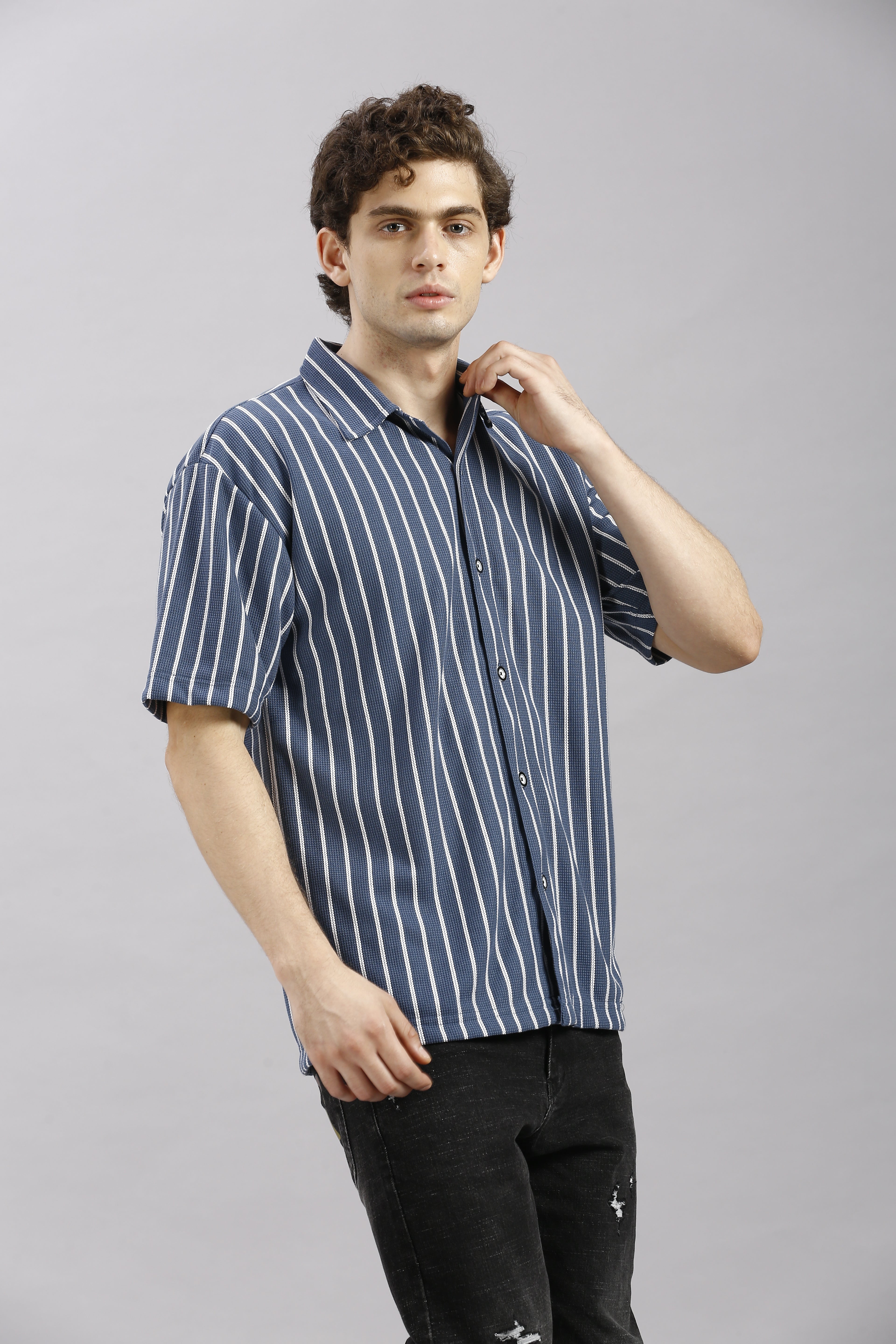 Blue Striped Oversize Shirt