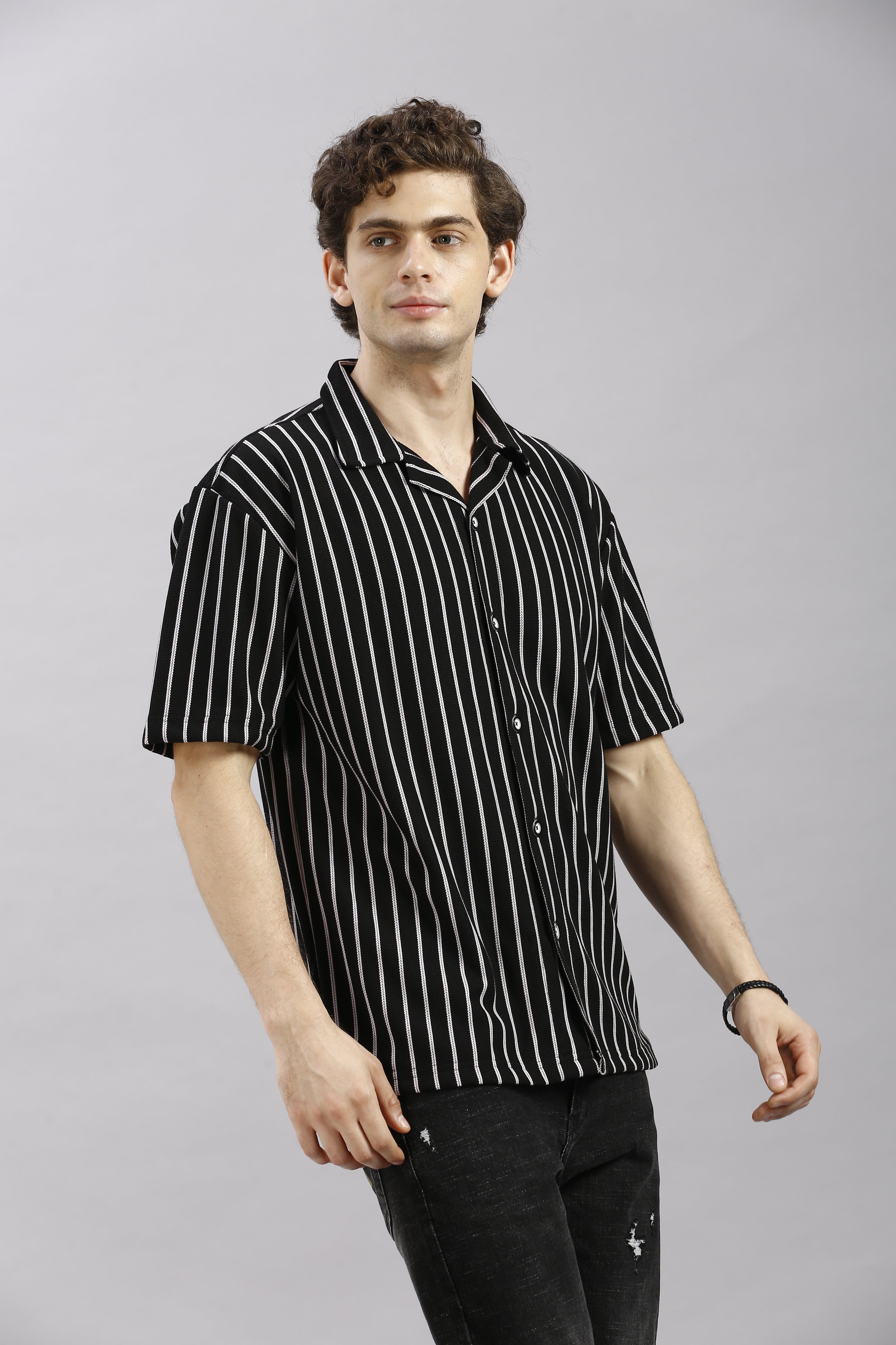 Black Striped Oversize Shirt