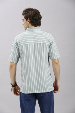 Green Striped Oversize Shirt