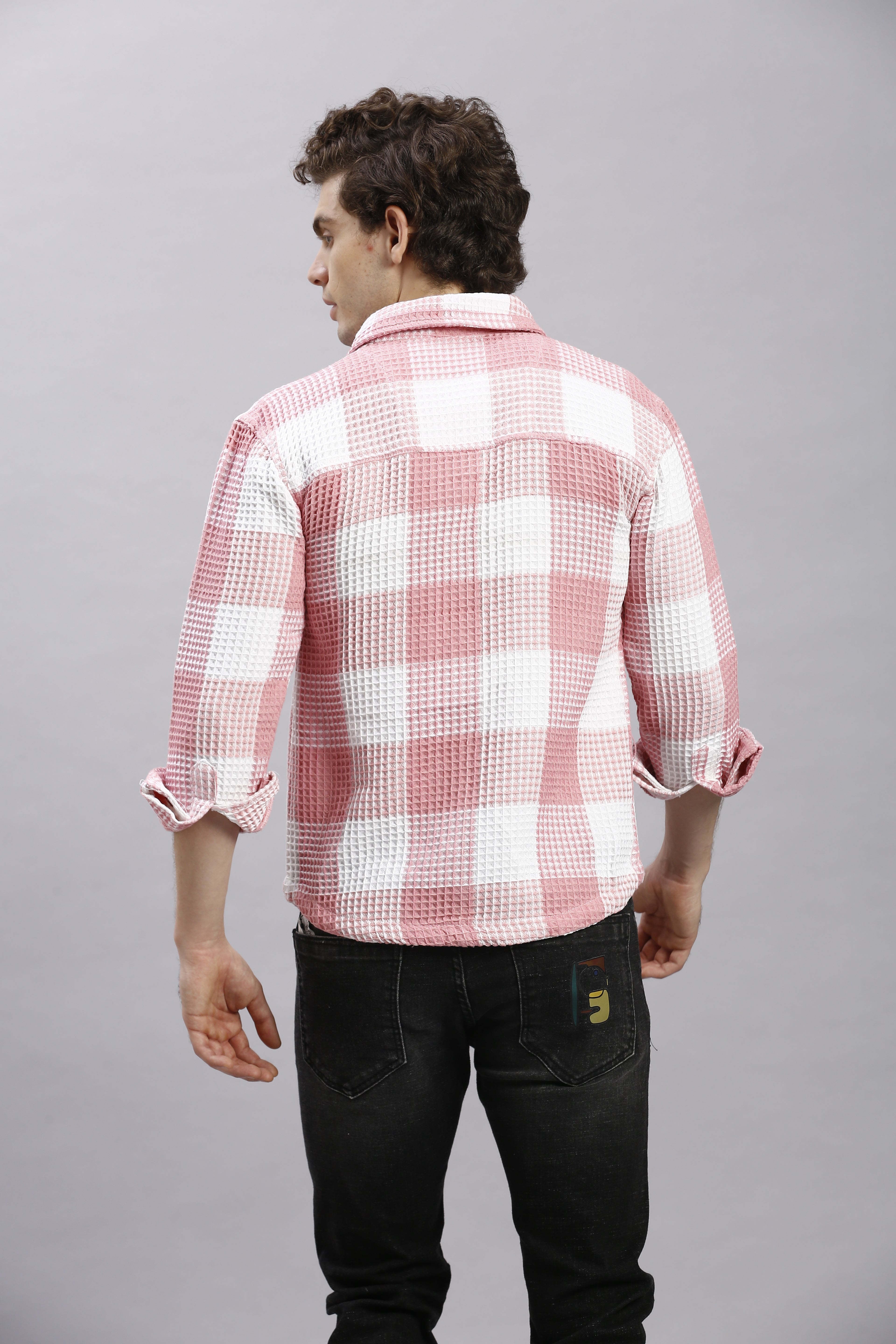 Greyish Pink & White Checks Oversize Shirt