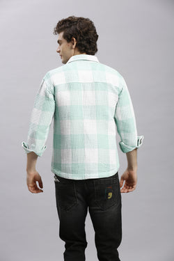 Opal & White Checks Oversize Shirt