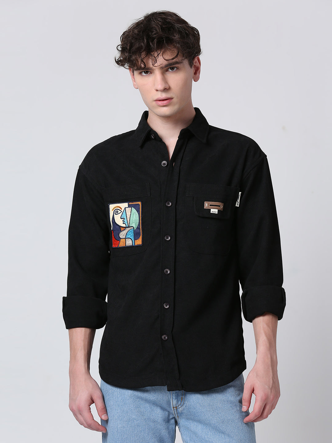 ThreadArt Black Shirt - Pocket Shirt