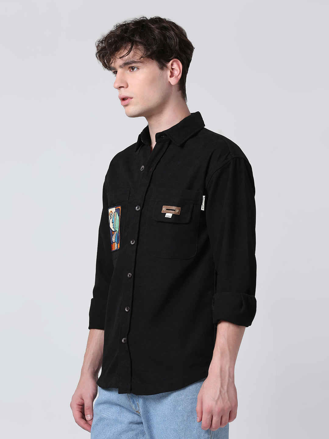 ThreadArt Black Shirt - Pocket Shirt