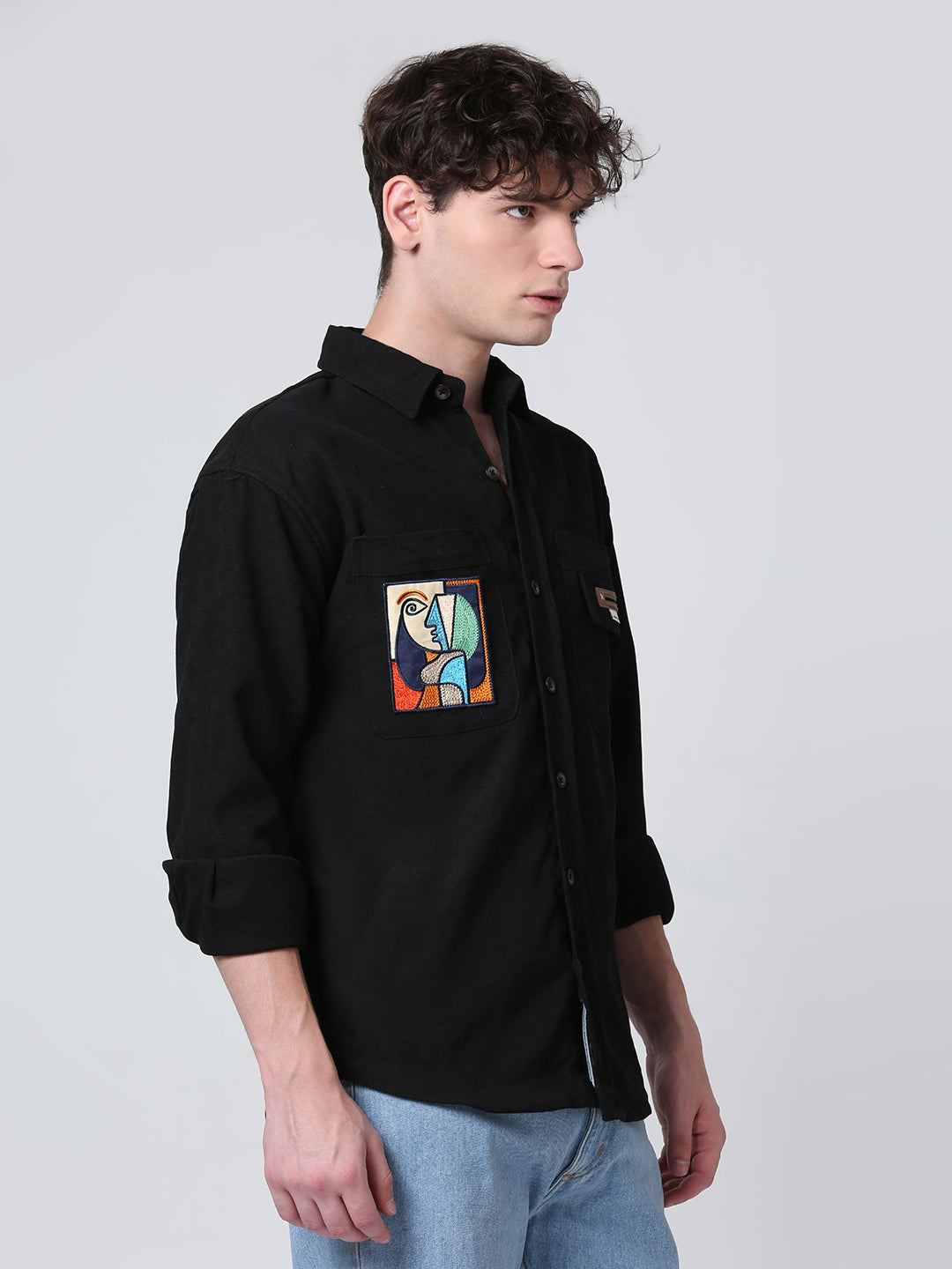 ThreadArt Black Shirt - Pocket Shirt