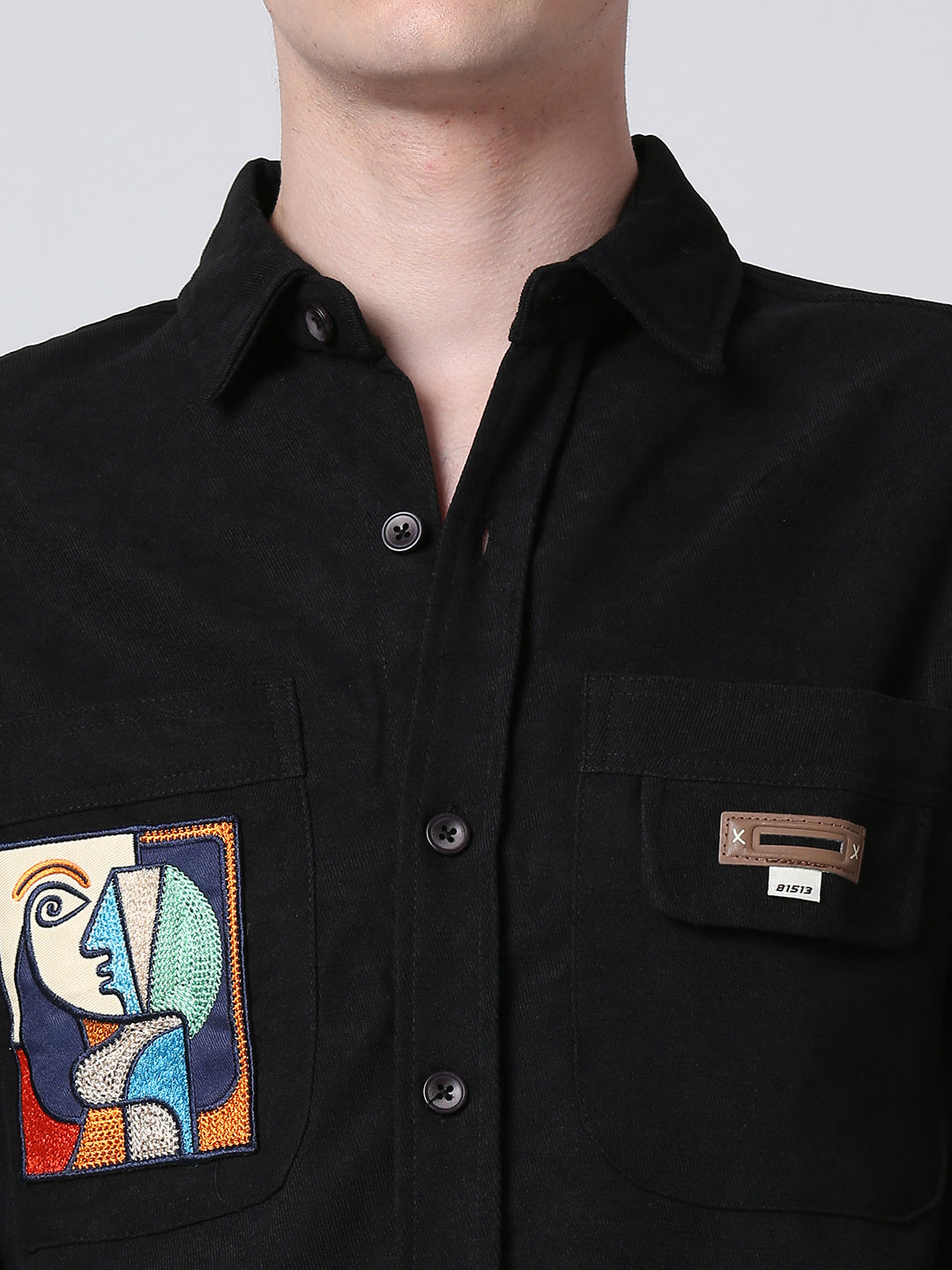 ThreadArt Black Shirt - Pocket Shirt