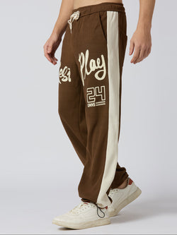 Brown Loose Fit Stripes Pants