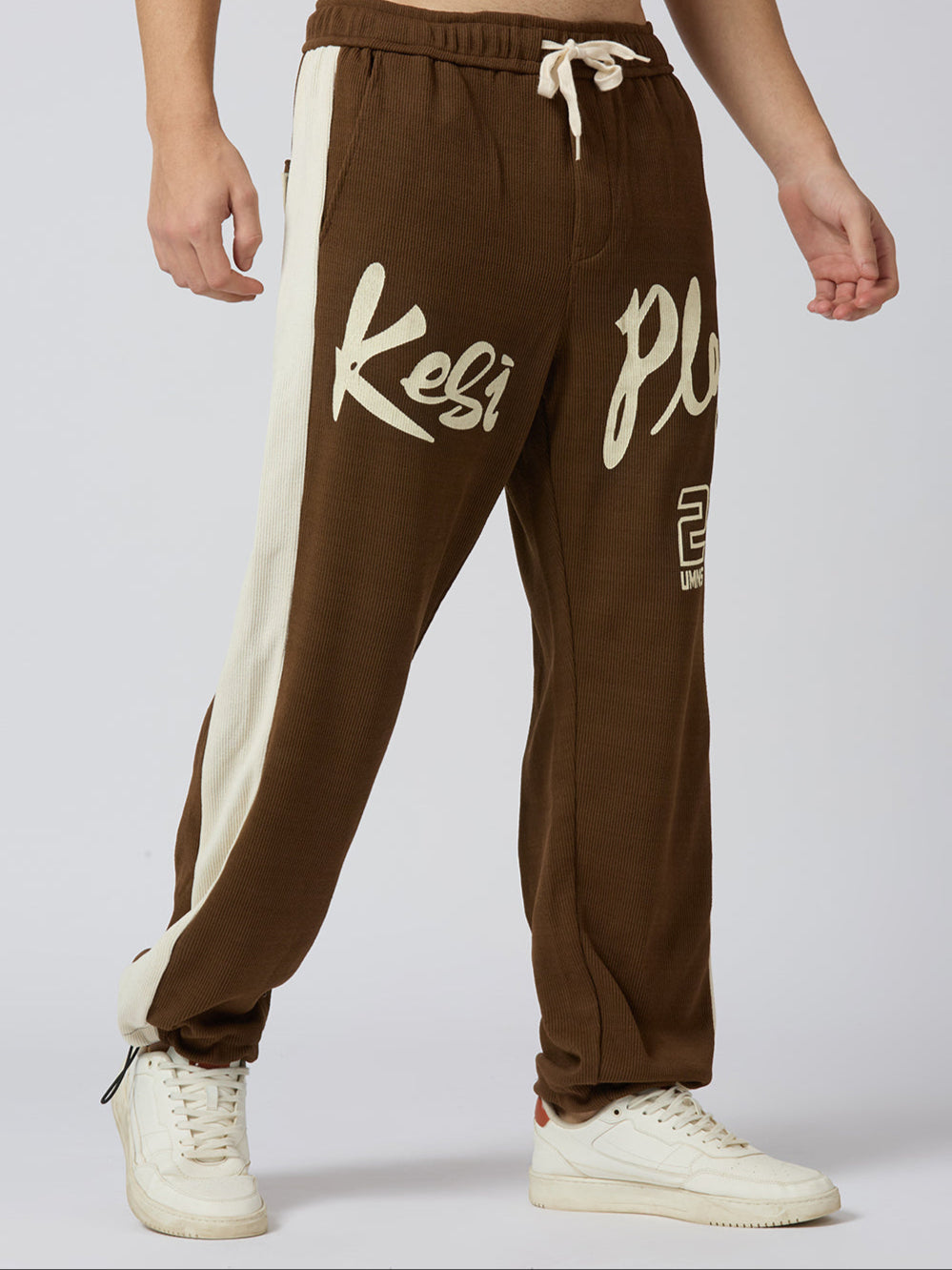 Brown Loose Fit Stripes Pants