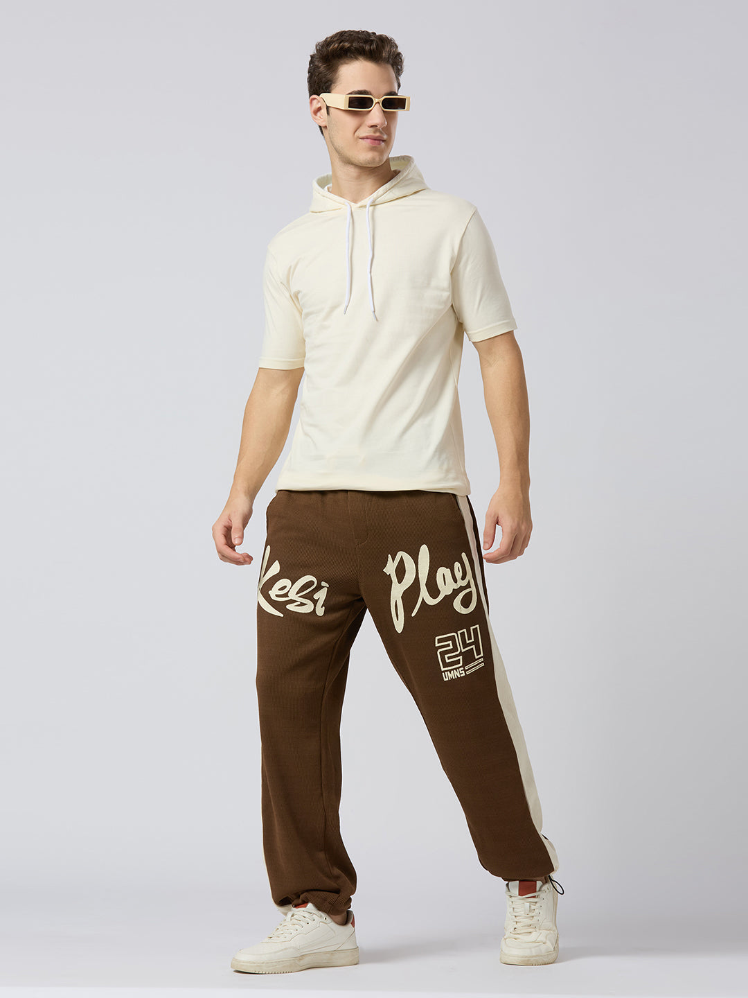 Brown Loose Fit Stripes Pants