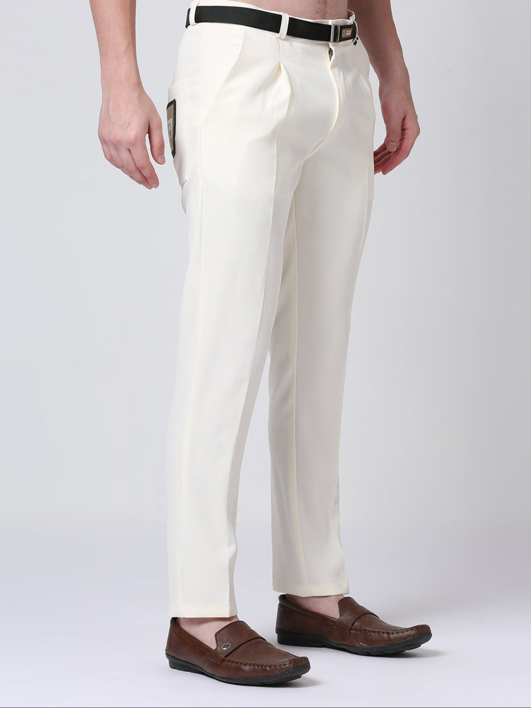 White Slim-fit Mid-rise Trouser