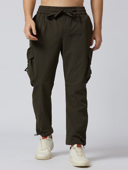 Dark Olive Green Cargo Loose Fit Pants