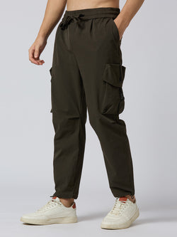 Dark Olive Green Cargo Loose Fit Pants