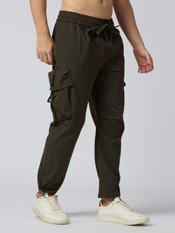 Dark Olive Green Cargo Loose Fit Pants