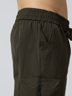 Dark Olive Green Cargo Loose Fit Pants