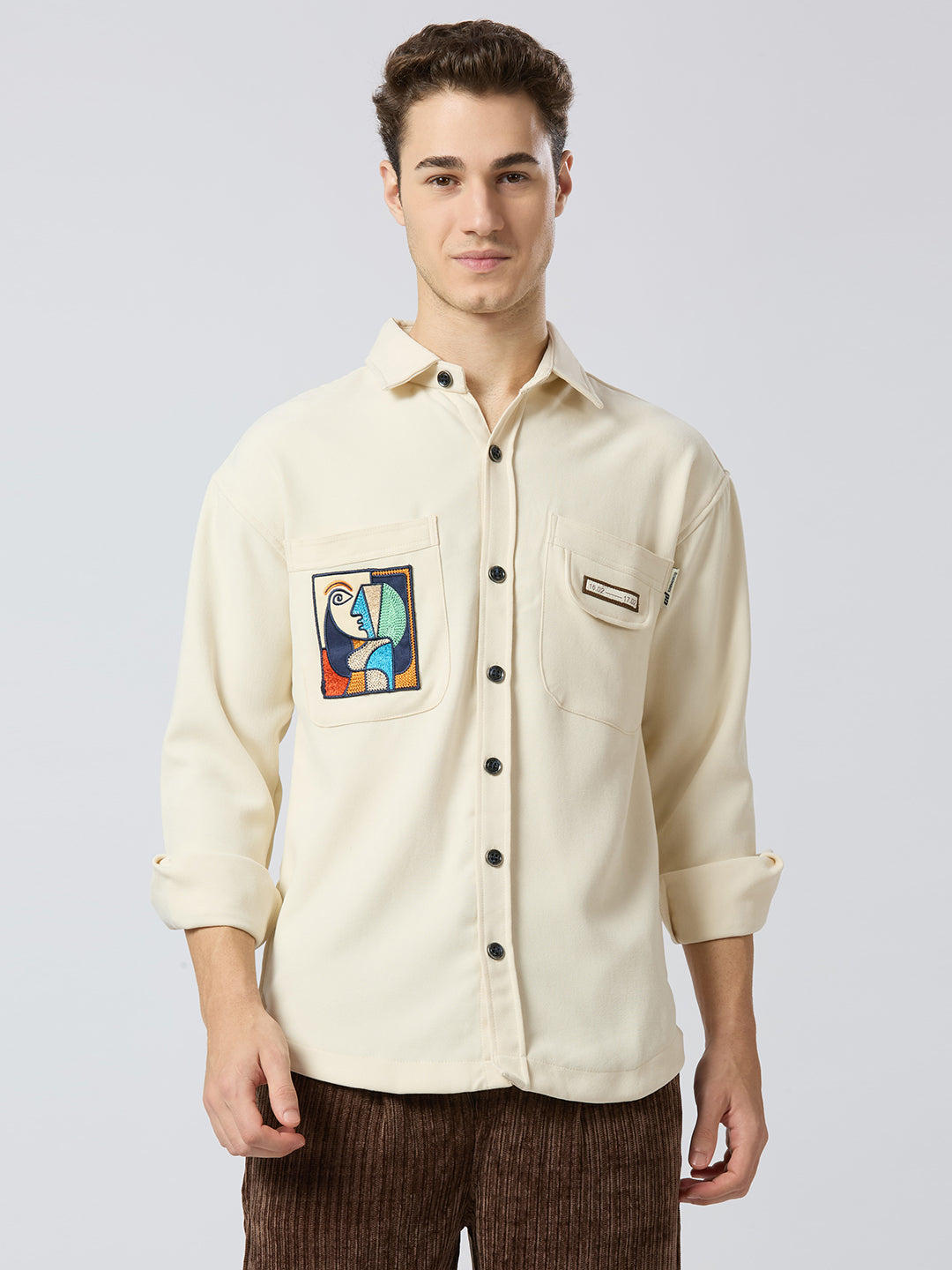 ThreadArt Beige Shirt - Pocket Shirt