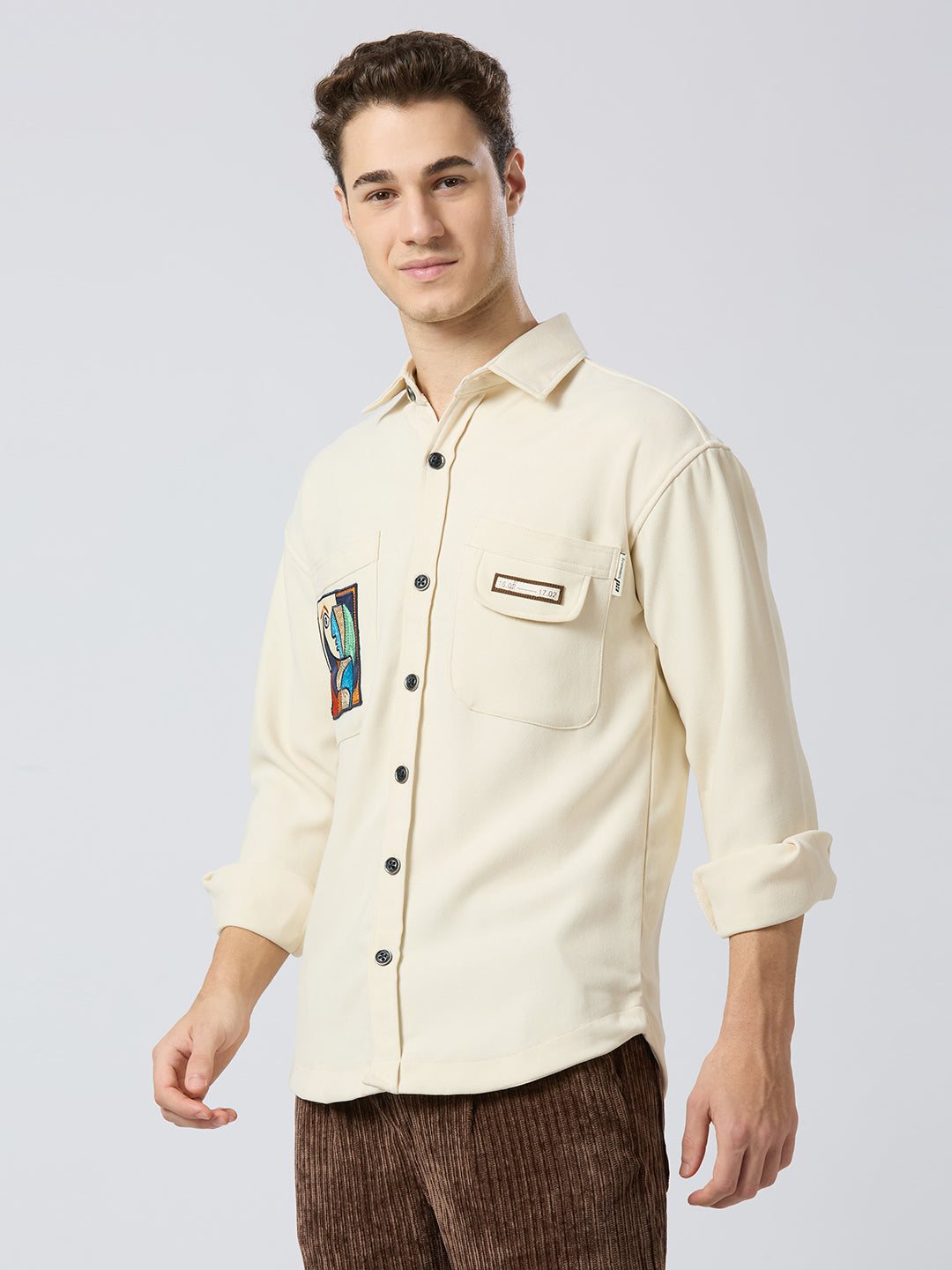 ThreadArt Beige Shirt - Pocket Shirt