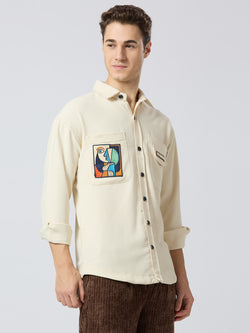 ThreadArt Beige Shirt - Pocket Shirt