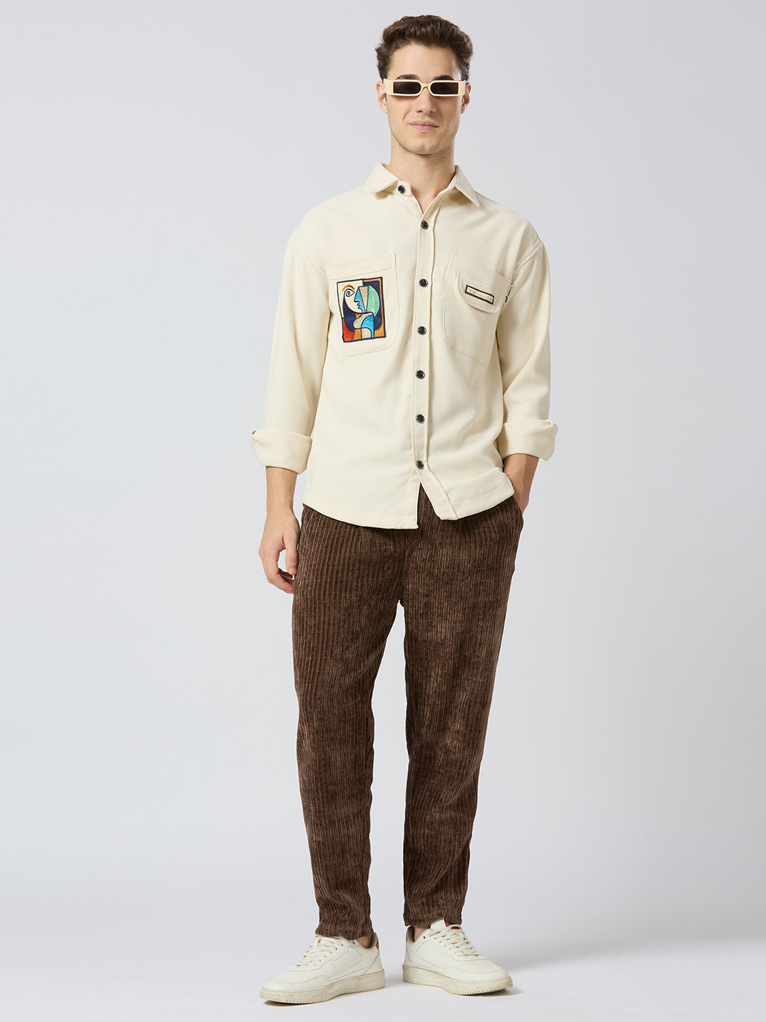 ThreadArt Beige Shirt - Pocket Shirt