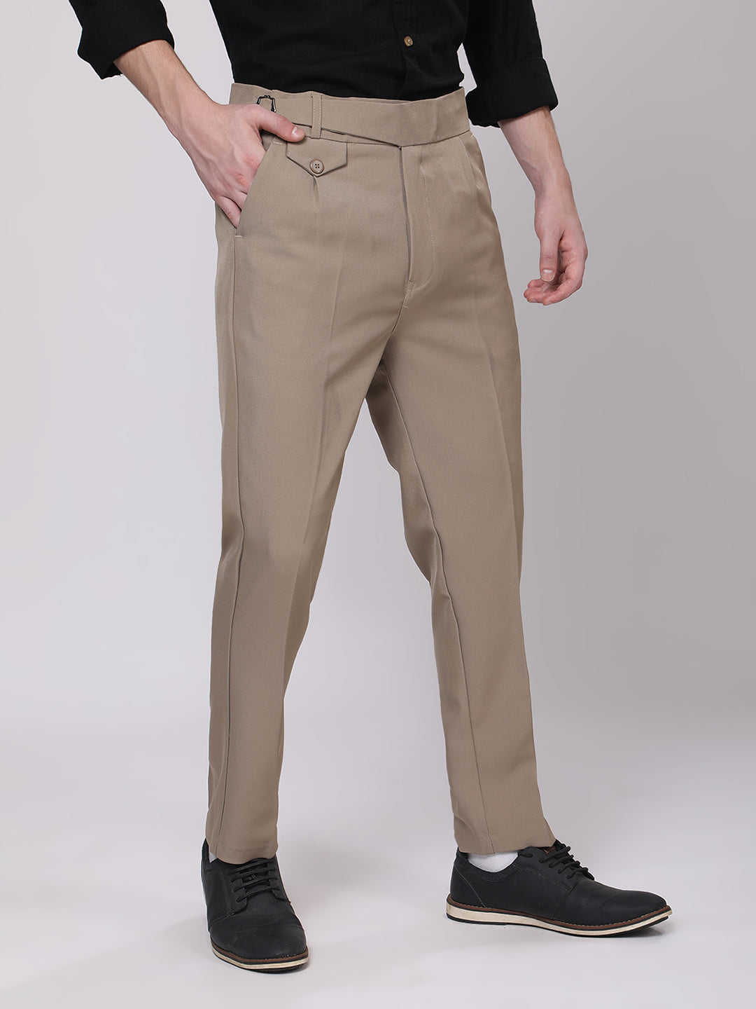 Beige Gurkha Style Formal Trousers