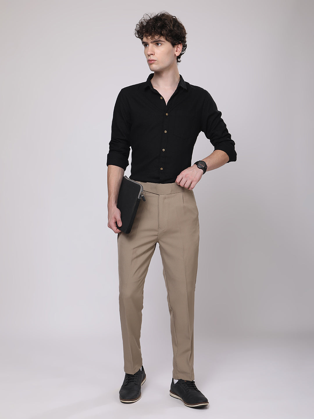 Beige Gurkha Style Formal Trousers